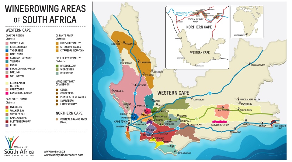 Anbauregionen in Südafrika